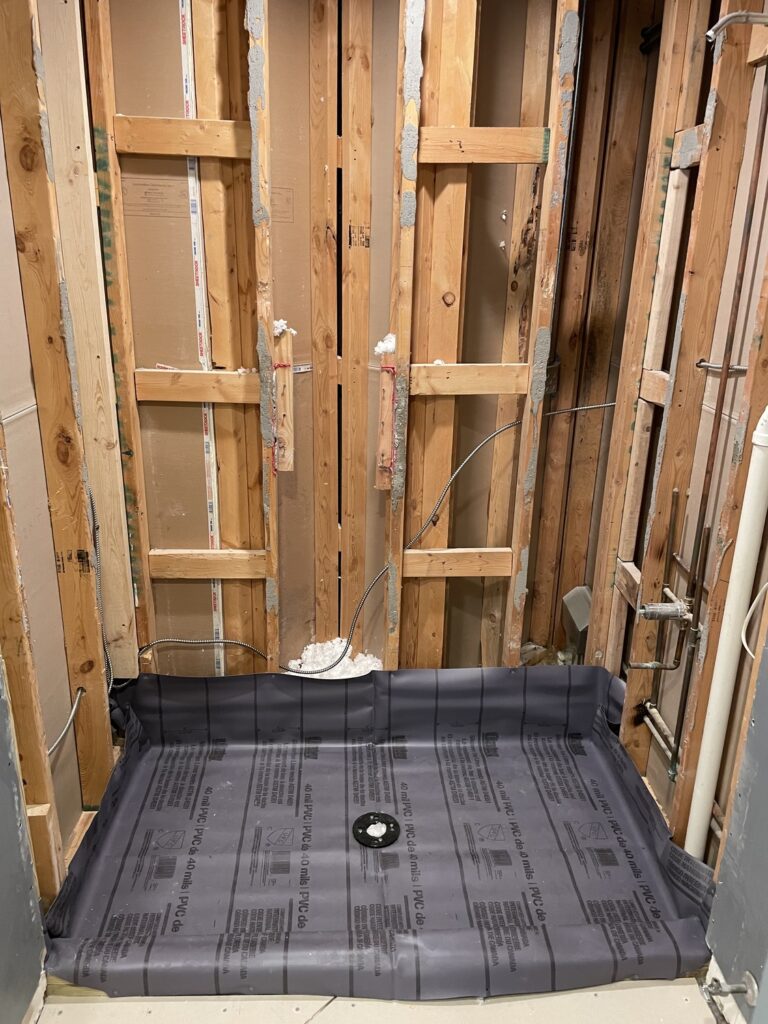 The beginning stages of a shower.